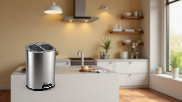 Dans la cuisine, la poubelle double compartiment : l'élégance pratique au service du tri sélectif